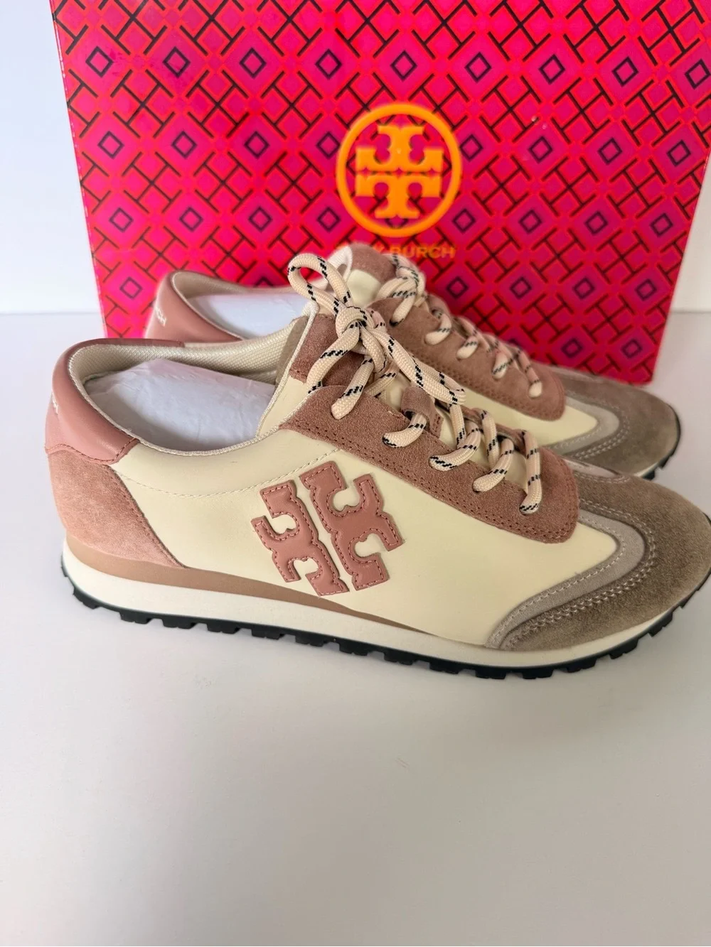 Tory Burch Vintage Nylon Sneakers Gressane Heroes Soft Malva Orzo Pink Moon SZ 7